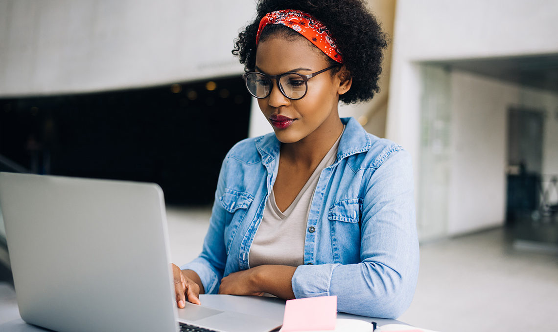 African women working on computer